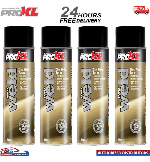 4x PRO XL ZINC WELD SPRAY AEROSOL PROXL PROWELD 500ML